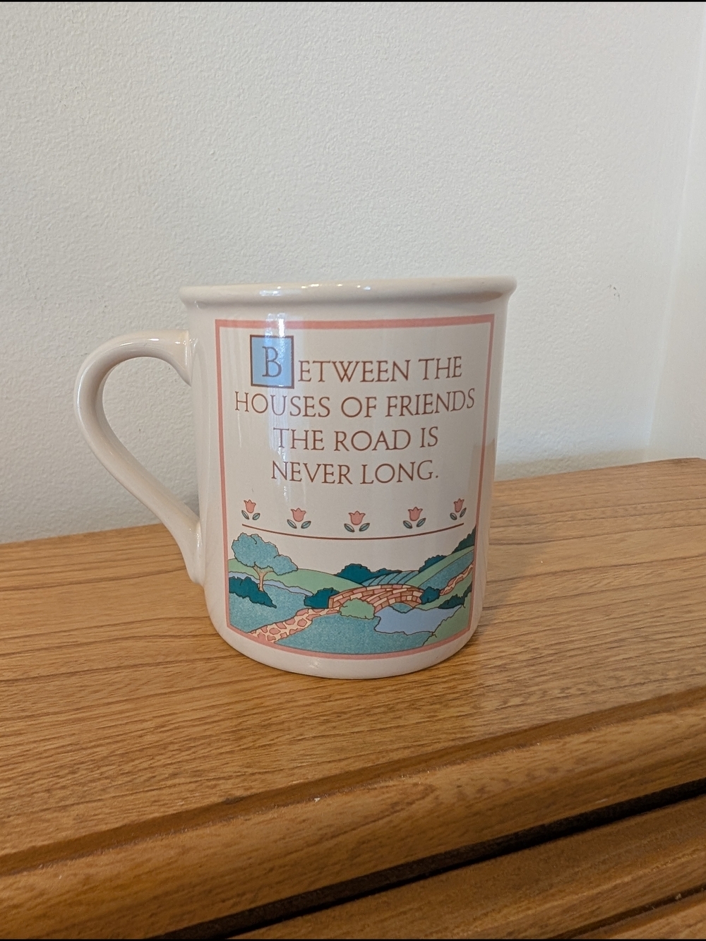 Hallmark Cream Mug with Pastel Blue and Green Landscape